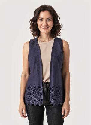 Gilet sans manche coupe droite bleu JUMFIL femme