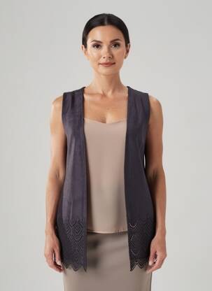 Gilet sans manche coupe droite bleu fonce JUMFIL femme