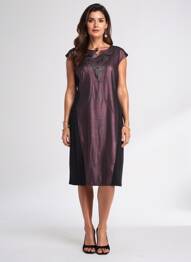 Robe mi-longue fermeture zippée au dos manches courtes rouge JUMFIL femme