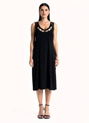 Robe mi-longue sans manche sans manche noir JUMFIL femme