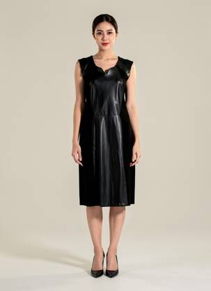 Robe mi-longue sans manche sans manche noir JUMFIL femme
