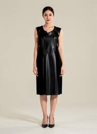 Robe mi-longue sans manche sans manche noir JUMFIL femme
