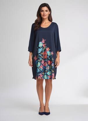 Robe courte manches 3/4 manches 3/4 bleu SURKANA femme