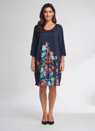 Robe courte manches 3/4 manches 3/4 bleu SURKANA femme