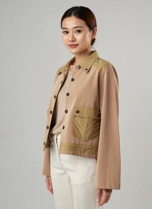 Veste casual poches beige DOUBLE JEU femme