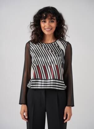Blouse légère et transparente manches longues noir JUMFIL femme