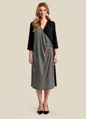 Robe mi-longue manches 3/4 manches 3/4 noir JUMFIL femme