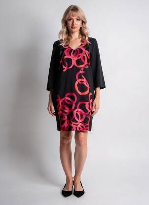 Robe courte manches 3/4 manches 3/4 noir ÉCLÀ femme