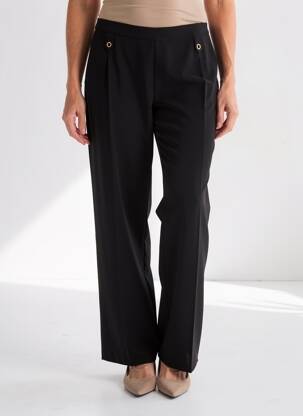 Pantalon droit tissage crêpe taille normale noir JUMFIL femme