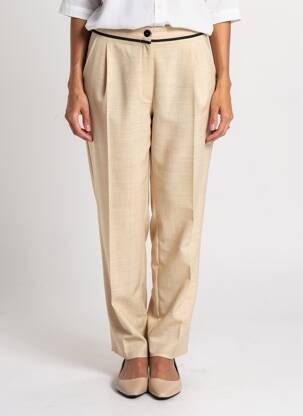 Pantalon droit fermeture zippée sous rabat boutonné taille normale beige JUMFIL femme