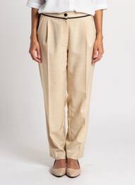 Pantalon droit fermeture zippée sous rabat boutonné taille normale beige JUMFIL femme
