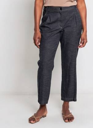 Pantalon 7/8 fermeture zippée sous rabat boutonné taille normale gris JUMFIL femme
