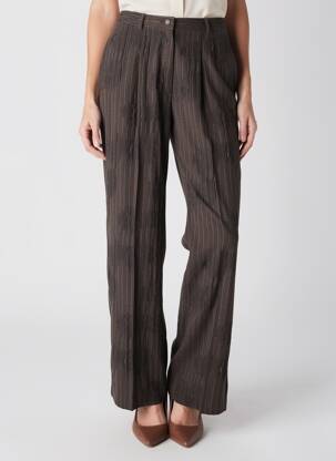 Pantalon droit fermeture zippée sous rabat boutonné taille normale marron JUMFIL femme