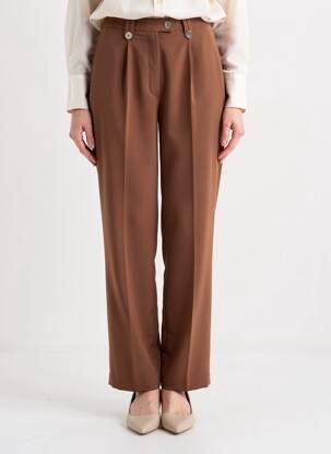 Pantalon droit taille haute taille haute marron JUMFIL femme