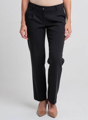 Pantalon droit tissage crêpe taille haute noir JUMFIL femme