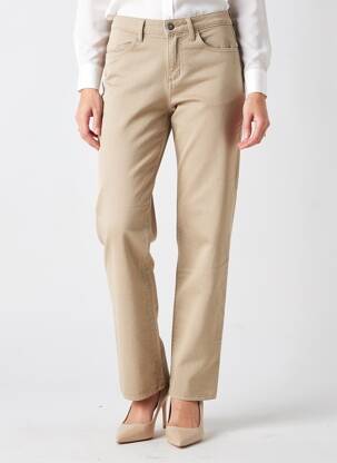 Pantalon slim tissage popeline taille normale beige JUMFIL femme