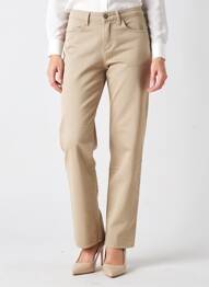 Pantalon slim tissage popeline taille normale beige JUMFIL femme