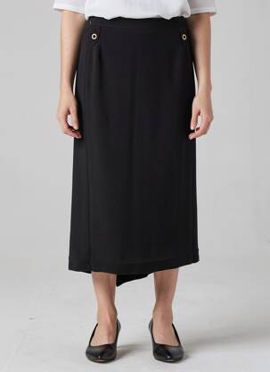 Jupe mi-longue coupe droite noir JUMFIL femme