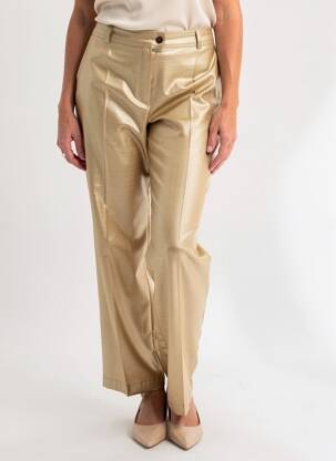 Pantalon droit tissage crêpe taille normale beige JUMFIL femme