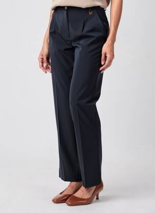Pantalon droit tissage crêpe taille haute bleu JUMFIL femme