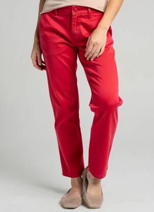 Pantalon chino tissage popeline taille normale rouge KARIBAN femme