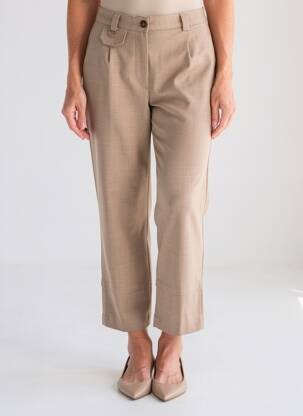 Pantacourt coupe droite taille normale beige JUMFIL femme