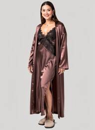 Nuisette/combinette effet matière satinée marron KING KONG femme