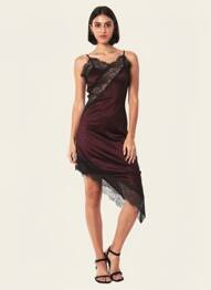 Robe courte col v fines bretelles rouge LUMINA femme