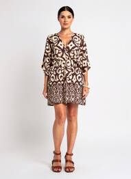 Robe courte manches 3/4 manches 3/4 marron CIVICO 1 femme