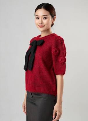 Pull stretch manches courtes rouge CIVICO 1 femme