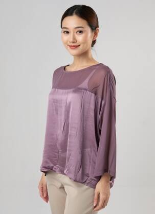 Top coupe fluide manches 3/4 violet KING KONG femme