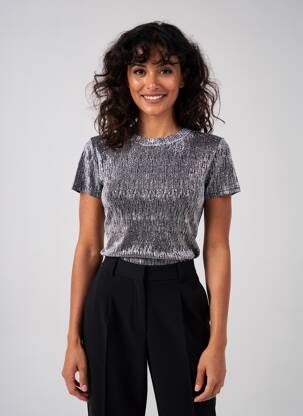 Top stretch manches courtes argent CIVICO 1 femme