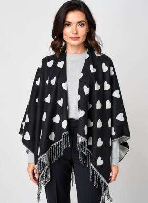 Poncho col v noir ANGELA DAVIS femme