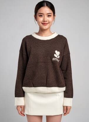 Pull tissage chiné manches longues marron CIVICO 1 femme