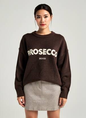 Pull tissage chiné manches longues marron CIVICO 1 femme