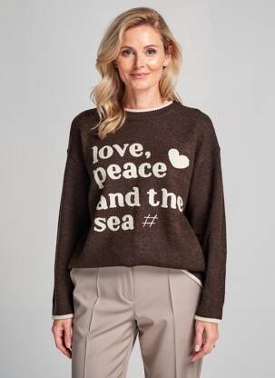 Pull tissage chiné manches longues marron CIVICO 1 femme