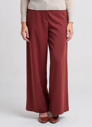 Pantalon large fermeture zippée sous rabat boutonné taille normale rouge ANGELA DAVIS femme
