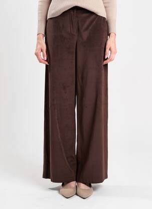 Pantalon large fermeture zippée sous rabat boutonné taille normale marron ANGELA DAVIS femme