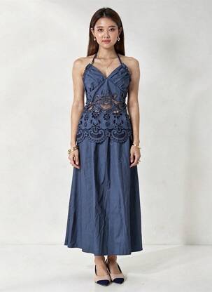 Robe longue sans manche sans manche bleu CIVICO 1 femme
