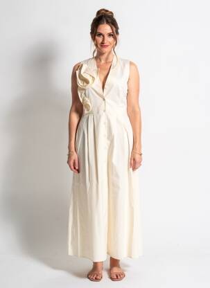 Robe longue sans manche sans manche beige ANGELA DAVIS femme
