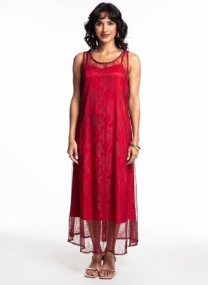 Robe longue sans manche sans manche rouge ALTAMIRA femme