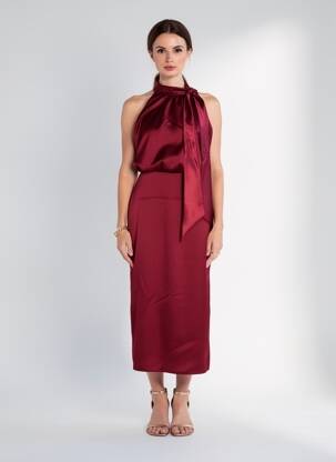 Robe mi-longue sans manche sans manche rouge ALTAMIRA femme