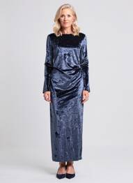 Robe longue manches longues manches longues bleu ANGELA DAVIS femme