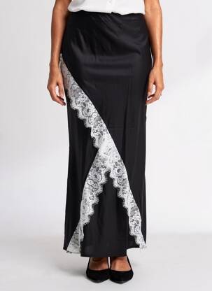 Jupe longue coupe droite noir KING KONG femme
