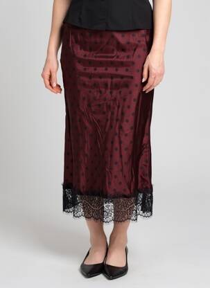 Jupe longue coupe droite rouge LUMINA femme