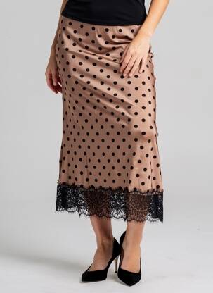 Jupe longue coupe droite beige LUMINA femme