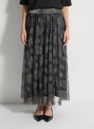 Jupe longue doublure gris ALTAMIRA femme