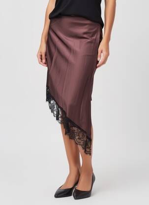 Jupe mi-longue stretch marron KING KONG femme