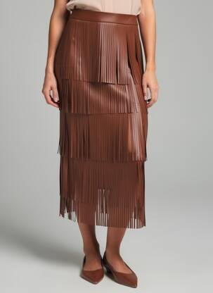 Jupe longue coupe droite marron LUMINA femme