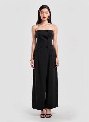 Combi-pantalon sans manche sans manche noir LUMINA femme